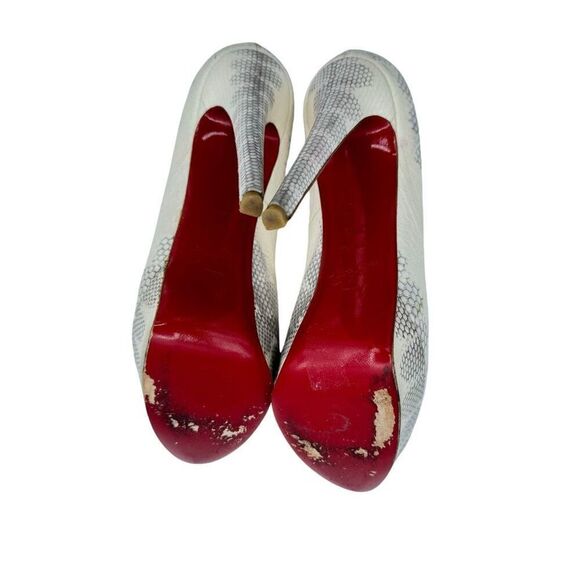 Christian Louboutin Roccia Watersnake Bianca 140 Platform Pumps Size 8.5 - Picture 10 of 13